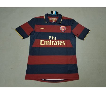 Arsenal 07/08 Away Dark Red&Dark Blue Soccer Jersey